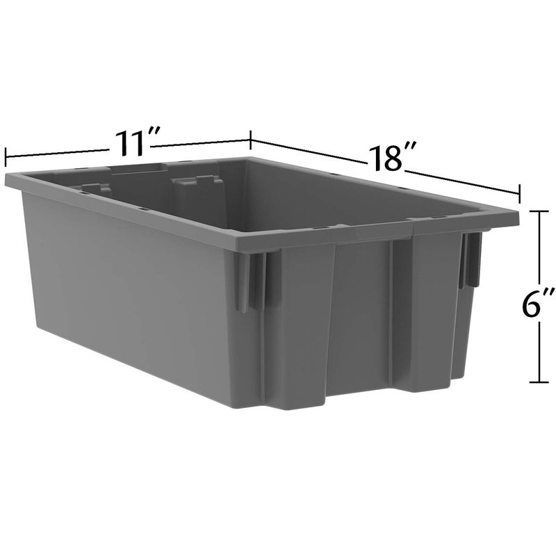Akro-Mils 35180 Nest and Stack Plastic Storage Container and Distribution Tote, (18-Inch L x 11-Inch W x 6-Inch H), Blue, (6-Pack) - Image 2